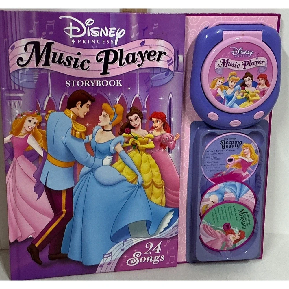 Disney Vintage Music Player Storybook 24 Songs 4 Discs 2004 Princess Stories OS